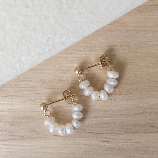 Baby Pearl Hoop Earrings