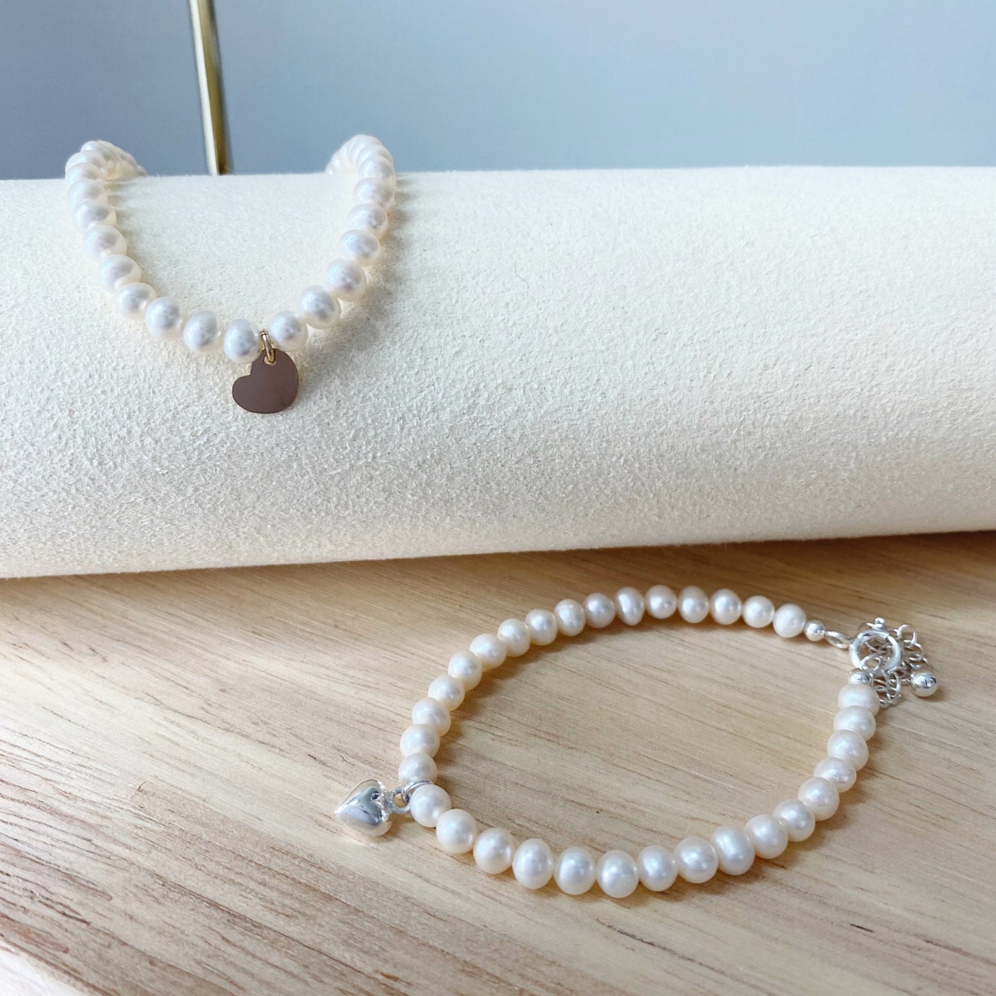 Heart & Pearl Gold Bracelet